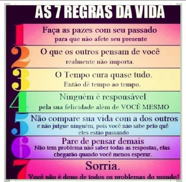 As 7 regras da vida.