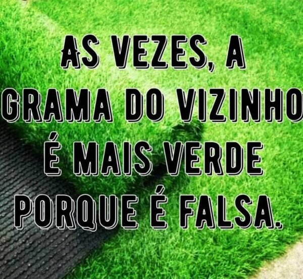 Às vezes a grama do vizinho é mais verde porque é falsa.