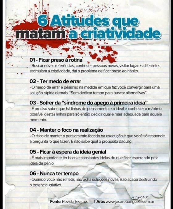 6 atitudes que matam a criatividade!